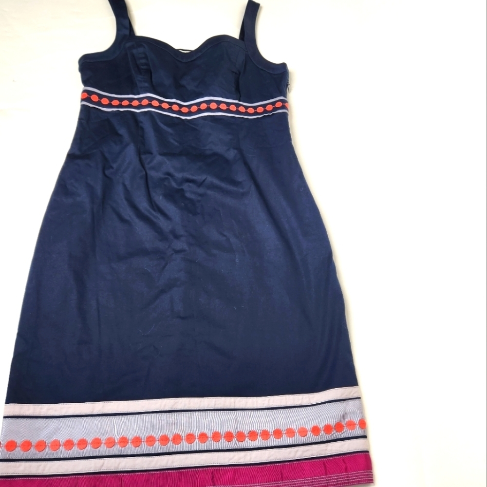 Boden Navy Dress with Pink and Coral Accents